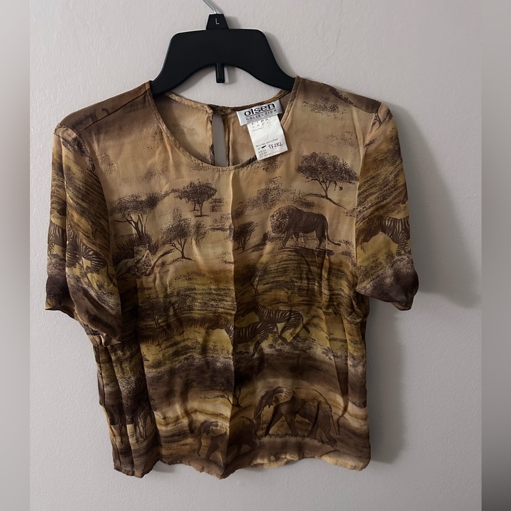 Olsen Safari Print Blouse Vintage